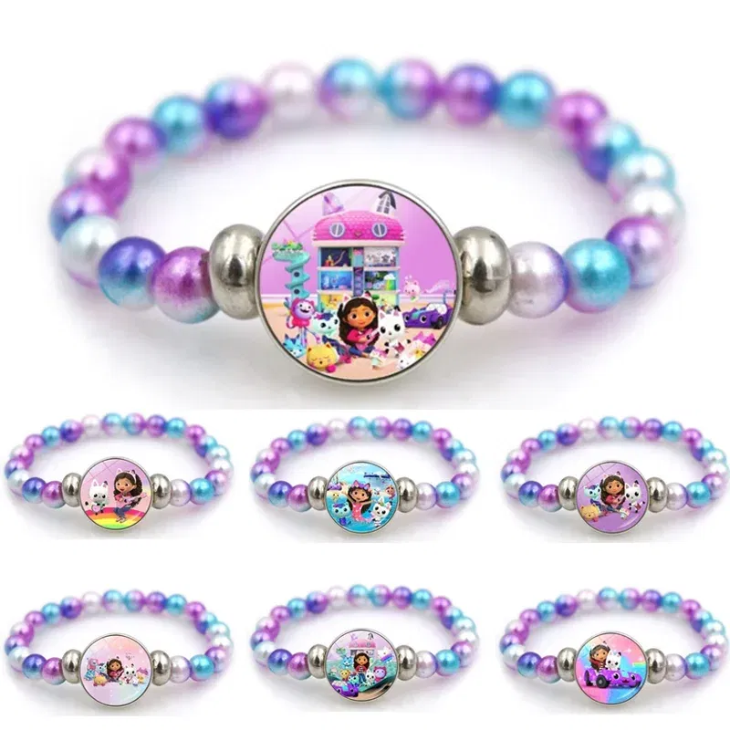 Color: PURPLE, Size: 40cm - Gabby Dollhouse Bracelet Fashion Beaded Wristband Cartoon Anime Jewelry Accessories Kids Girls Boys Birthday Baby Shower Gift