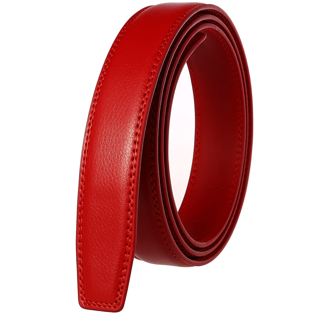 Color: WHITE, Belt Length: 100cm - 90-130cm Brand No Buckle 3.0cm Wide Genuine Leather Automatic Belt Body Strap Without Buckle Belts Men Good Quality No Holes
