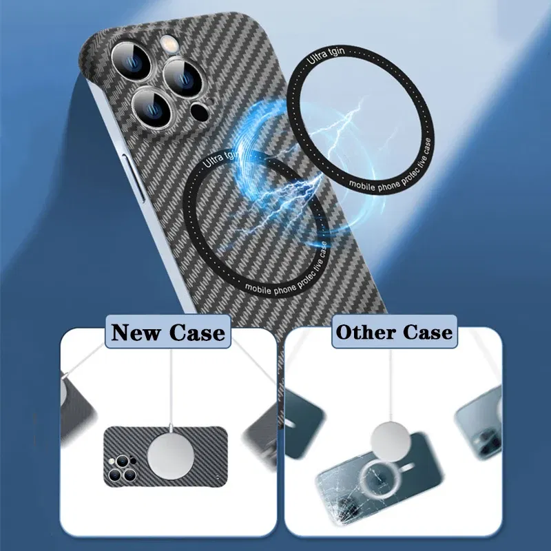 Color: Malachite Blue, Material: CANVAS - Luxury Carbon Fiber for iPhone 11 14 Plus 12 13 Pro Max Magsafe Case Magnetic Wireless Hard Thin Slim Cover for iPhone 13 14 Max