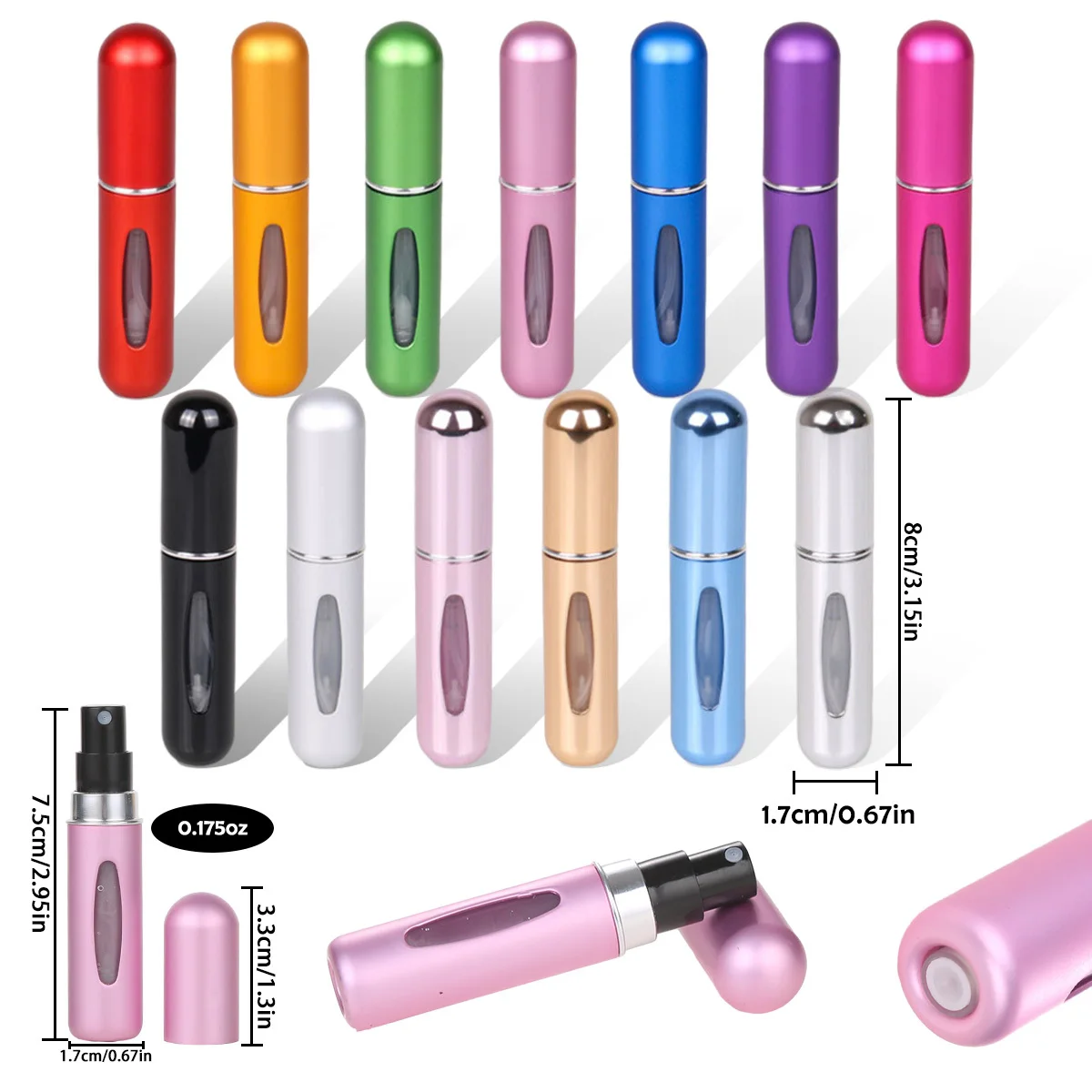Color: Ivory - 5ml Perfume Refill Bottle Portable Mini Refillable Spray Jar Scent Pump Empty Cosmetic Containers Atomizer for Travel Tool Hot