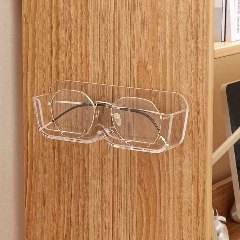 Color: Blue - Glasses Display Cabinet Sunglasses Storage Box Wall Mounted Perforated Free Sunglasses Storage Glasses Rack Home Tidying