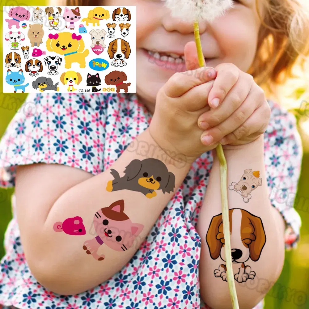 Color: apple green - Cute Small Bus Car Temporary Tattoos For Kids Boys Girls Baby Child Cute Dinosaur Tattoo Sticker Funny Fake Star Tatoo Face Hand