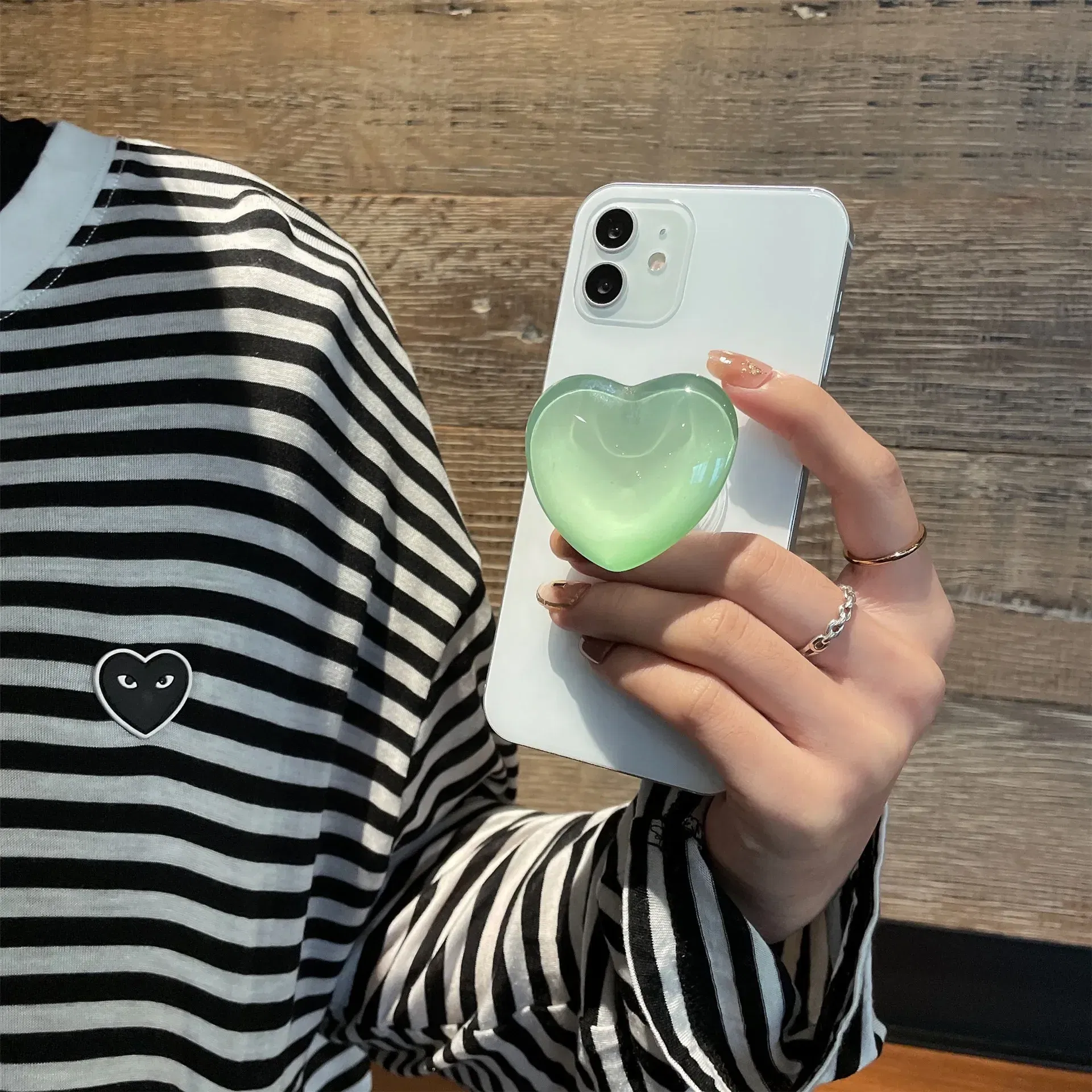 Color: Dark blue - Phone Holder Popular Socket Griptok Finger Grip Bracket Stand Love Heart Ins Style Cute Poping Pink White Cellphone Accessory