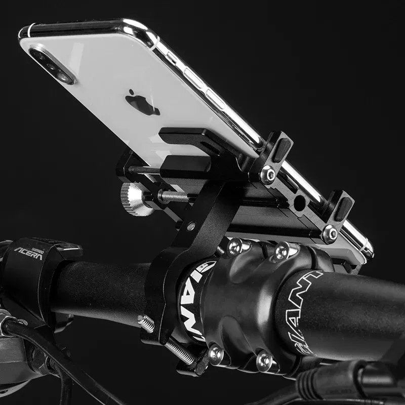 Color: WHITE - ROCKBROS Phone Holder Motorcycle Electric Bicycle Smartphone CNC Aluminum Alloy Bracket Five Claws Mechanical Bike Phone Holder