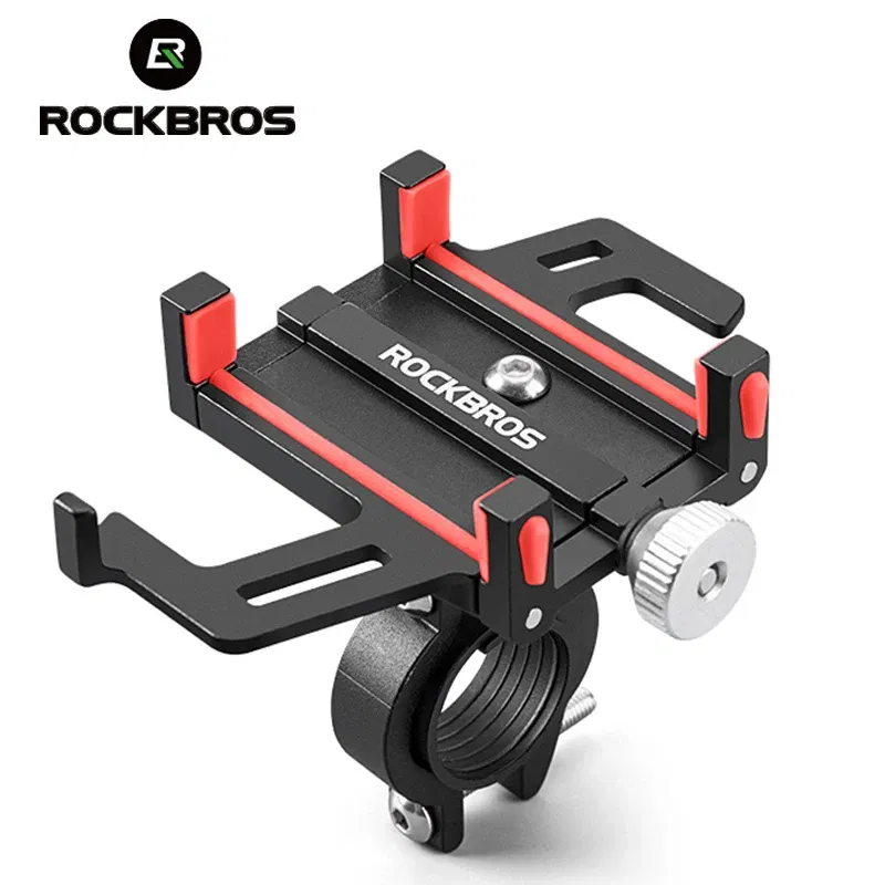 Color: WHITE - ROCKBROS Phone Holder Motorcycle Electric Bicycle Smartphone CNC Aluminum Alloy Bracket Five Claws Mechanical Bike Phone Holder