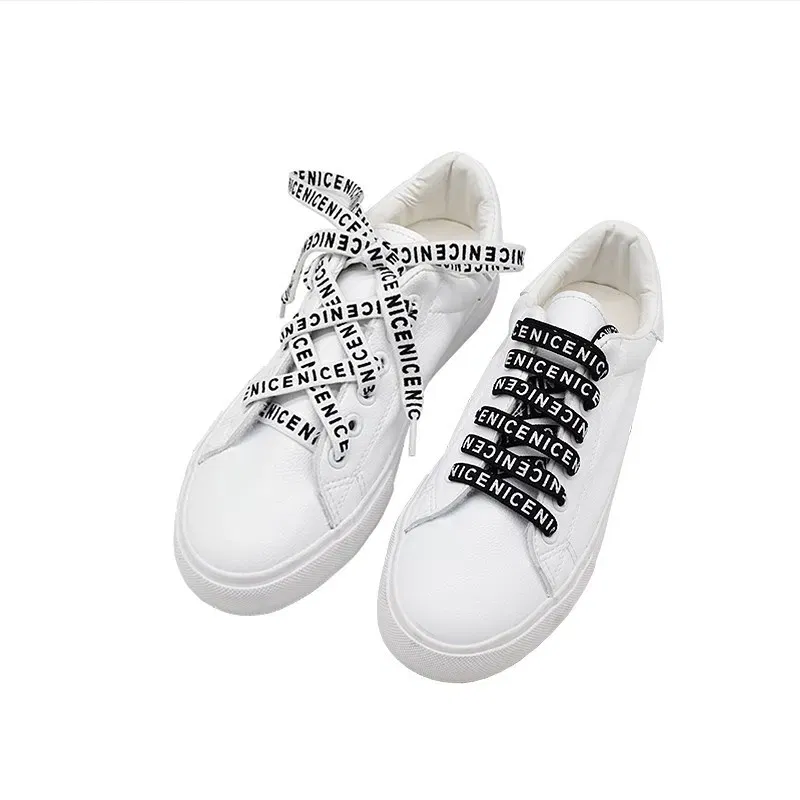 Color: GRAY, Length: 140cm, Ships From: CHINA - New 1 Pair Shoelaces Letter Print Flat Shoelaces 1CM Width Satin Silk Ribbon Sneakers Shoes Lace Casuals Canvas Shoelace Strings