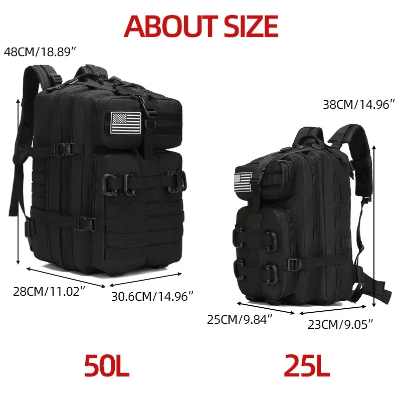 Color: Khaki - 25L/50L Outdoor Sports Fitness Backpack Training Modular Backpack Multifunctional Backpack