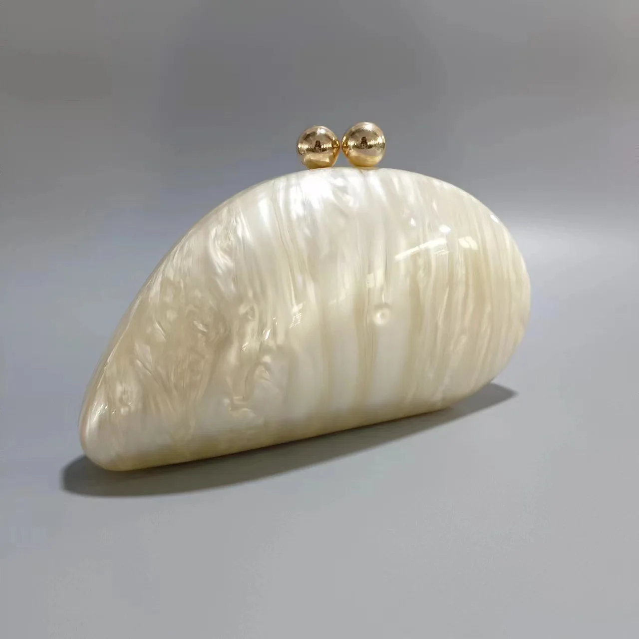 Color: Pink - 2024 New Hot Sale Acrylic Shell Shape Clutch Bag Women Designer Evening Party Cute Pearl Egg Purse Blue Handbag Wholesale