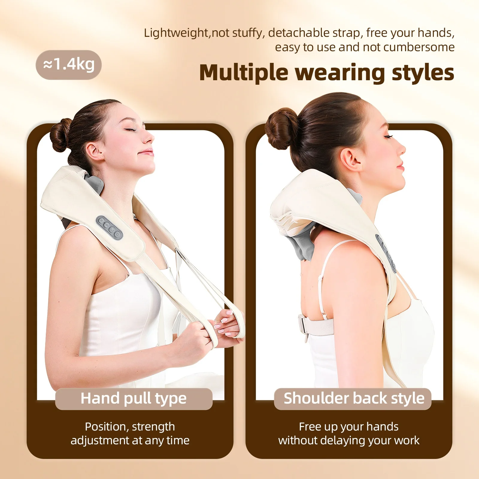 Color: GRAY - Foreverlily Neck And Shoulder Massager Wireless Neck And Back Shiatsu Kneading Massager Neck Cervical Relaxing Massage Shawl