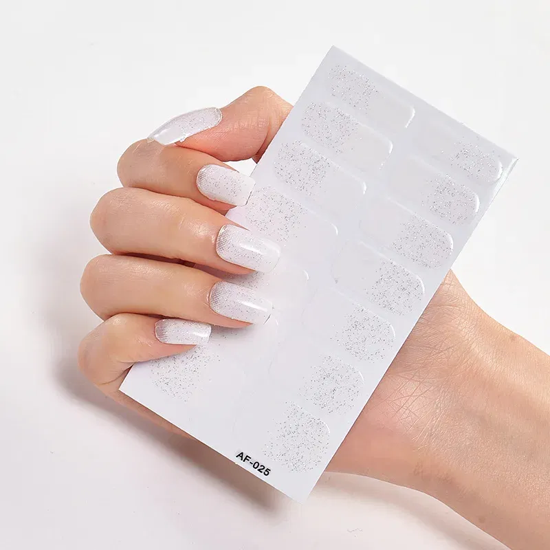 Color: Beige - Nail Sticker set Self Adhesive Nail Sticker Nail Strips Nailart Sticker Sticker For Nails Foil Nail Art Stickers 2020 Shiny