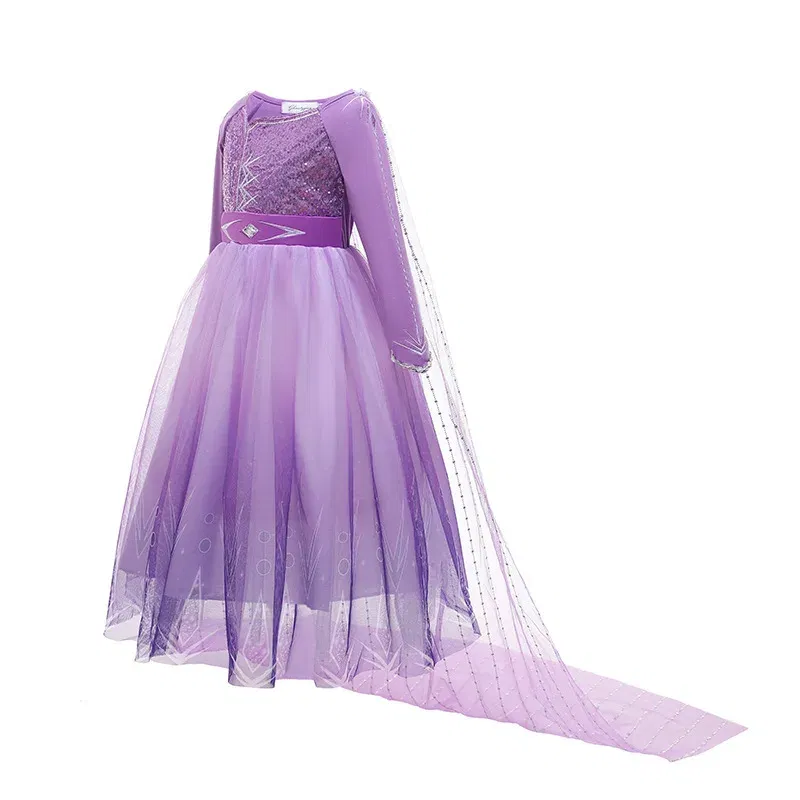 Kid Size: 4T, Color: SKY BLUE - Disney Frozen Anna Elsa Girls Princess Dresses Mesh Sequin Dress Kids Cosplay Snow Queen Costumes Carnival Birthday Party Gowns