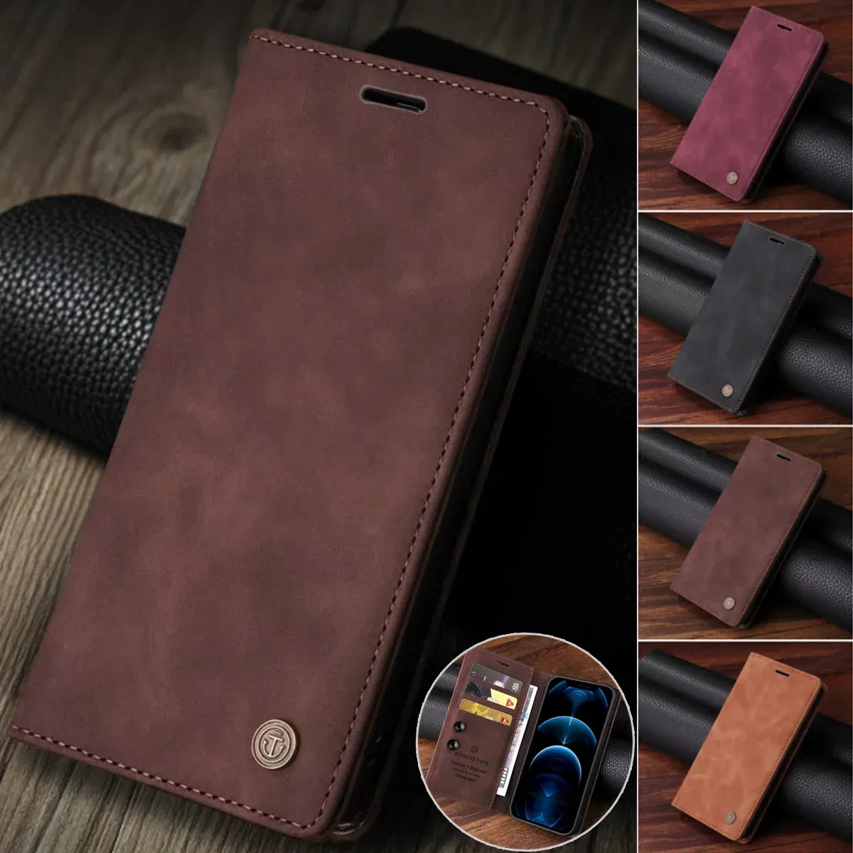 Color: Blue, Material: leather - Leather Wallet Case For Samsung Galaxy A15 A05 A14 A24 A34 A54 A13 A23 A33 A53 A73 A52 A32 A22 A12 A72 A03S A04S Flip Book Cover