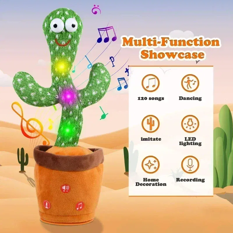 Color: WHITE - Sunshine Cactu Children's Electronic Plush Toy Dancing and Talking Cactu Children's Birthday Party Christmas Gift with 120 Songs