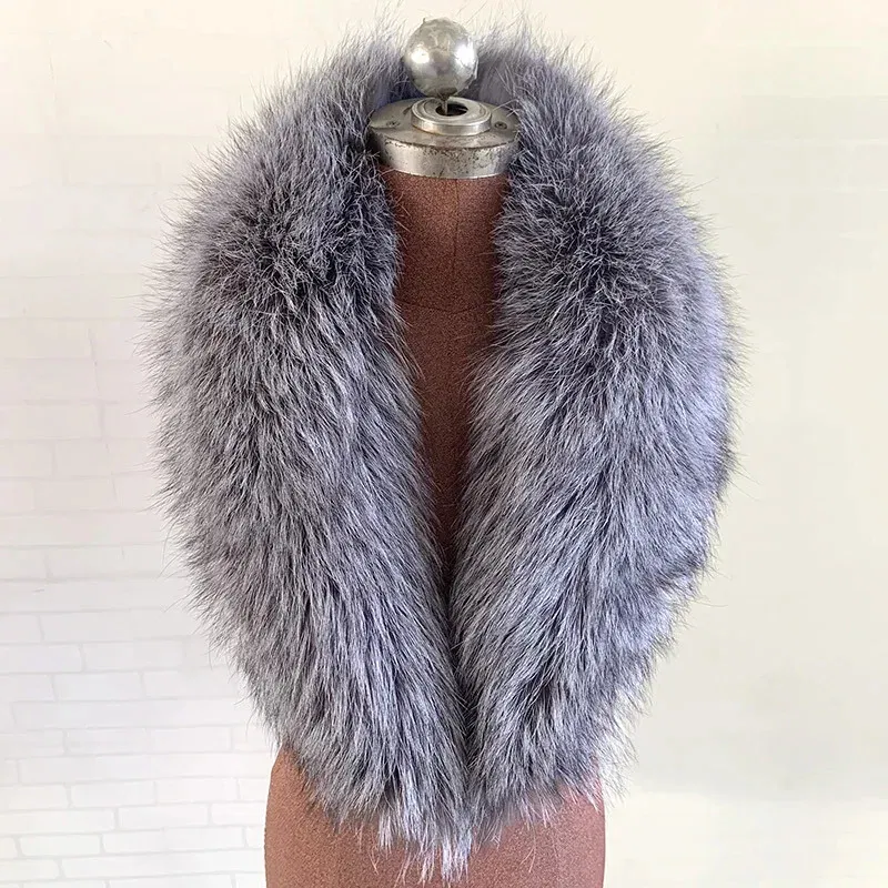 Color: light yellow, Size: L - 100% Natural Real Fox Fur Collar For Women Men Coat Jacket Fur Scarf Winter Extra Large Size Neck Warmer Fur Scarf Shawls Wraps