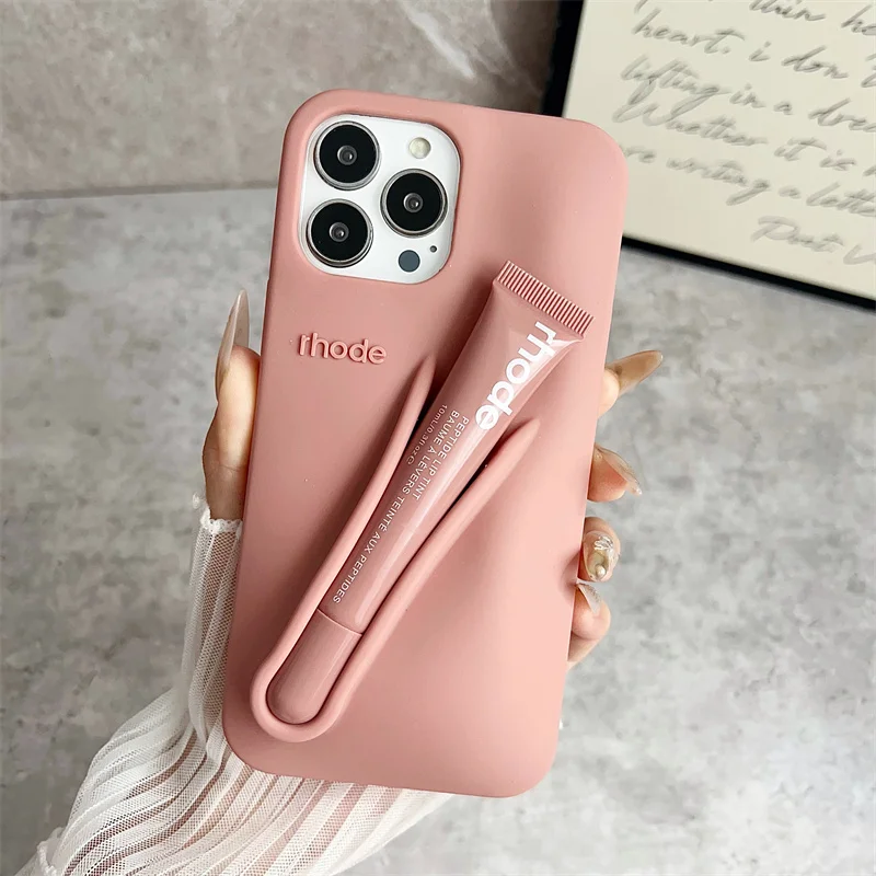 Color: Gold, Bundle: Bundle1, Material: CANVAS - Phone Case For iPhone 12 13 14 15 16 Pro Max Plus 17 Air Portable Lip Gloss Holder Lipstick Silicone Soft Bumper Cover Lip Glaze