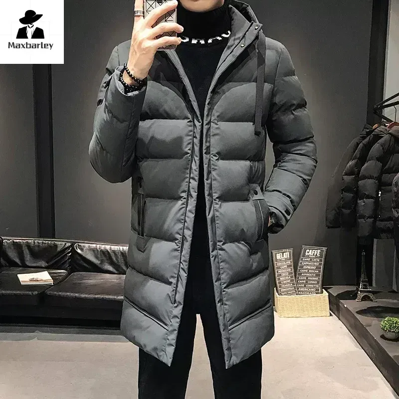 Color: Blue, Size: XL - Men Long Down Jackets Winter Coats Chaquetas Hooded Casual Winter Parkas High Quality Male Green Warm Parkas Coats Size 8XL