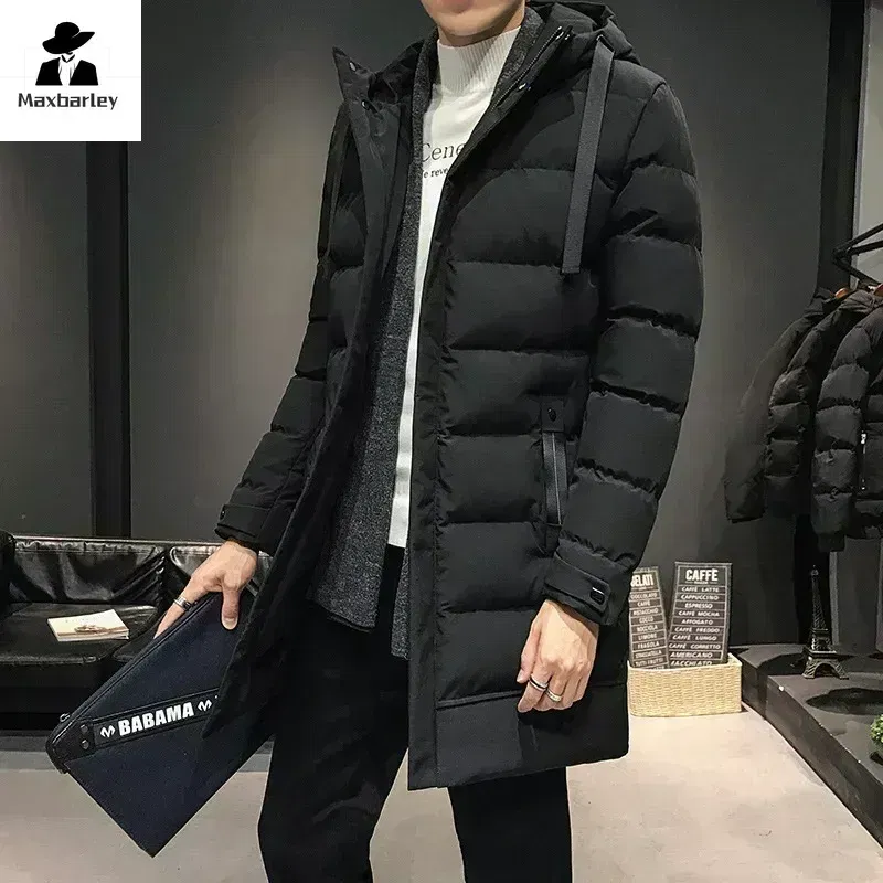 Color: Blue, Size: XL - Men Long Down Jackets Winter Coats Chaquetas Hooded Casual Winter Parkas High Quality Male Green Warm Parkas Coats Size 8XL