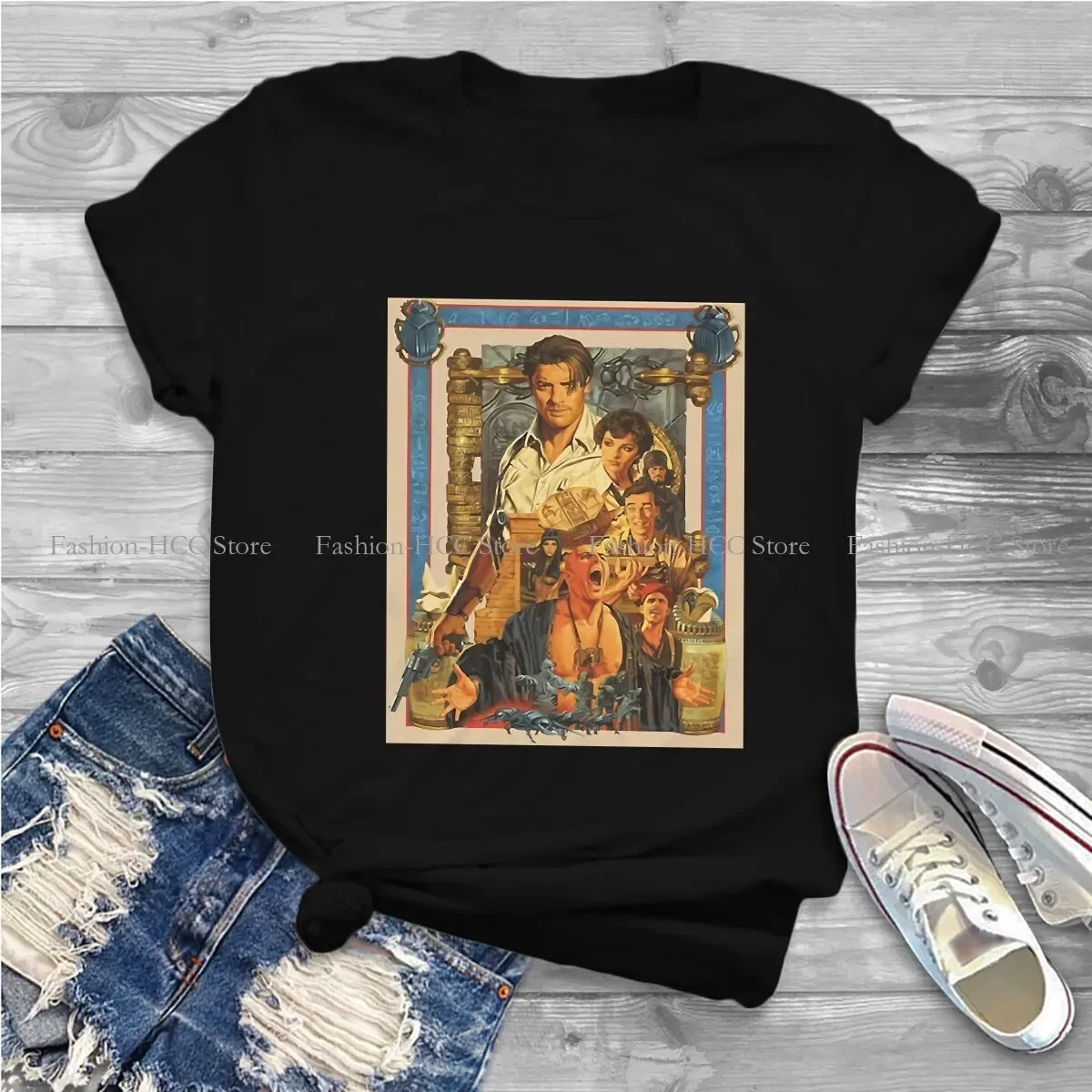 Color: WHITE, Size: XXXL - Brendan  Fraser Poster Unique Polyester TShirt The Mummy Movie Top Quality Creative Graphic  T Shirt Stuff