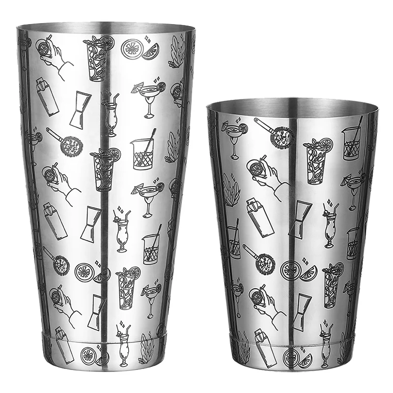Color: Pinkish Grey - Stainless Steel Boston Shaker Bar Shaker with different Surface Finish -2 Piece Cocktail Shaker, 15-Ounce and 25-Ounce