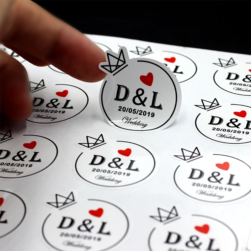 Color: Yellow - 100PCS 3-10cm Custom LOGO Wedding Sticker Personalized Design Your Label Candy Gift Box Birthday Party Seal Sticker Self-adhesiv