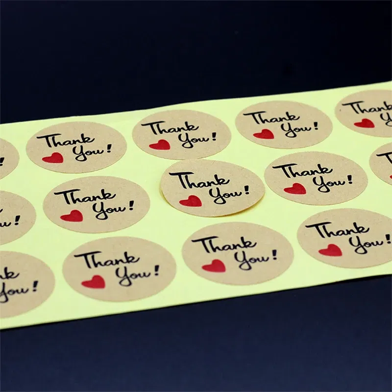 Color: Yellow - 100PCS 3-10cm Custom LOGO Wedding Sticker Personalized Design Your Label Candy Gift Box Birthday Party Seal Sticker Self-adhesiv