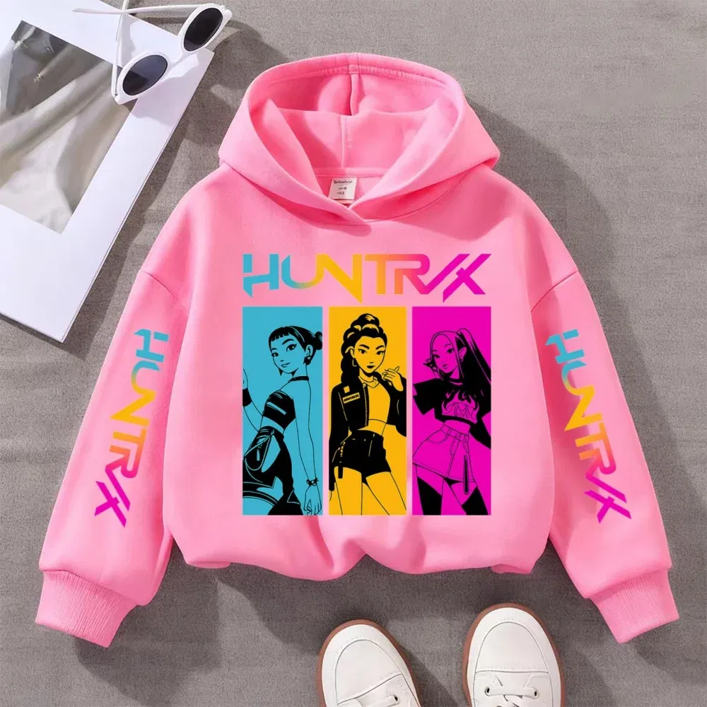 Color: Pink, Kid Size: 140 - KPOP Demon Hunters Children's Sweatshirt Girls' Clothes Girls' Sweatshirt autumn 2024 New Cute Fashion Hoodie