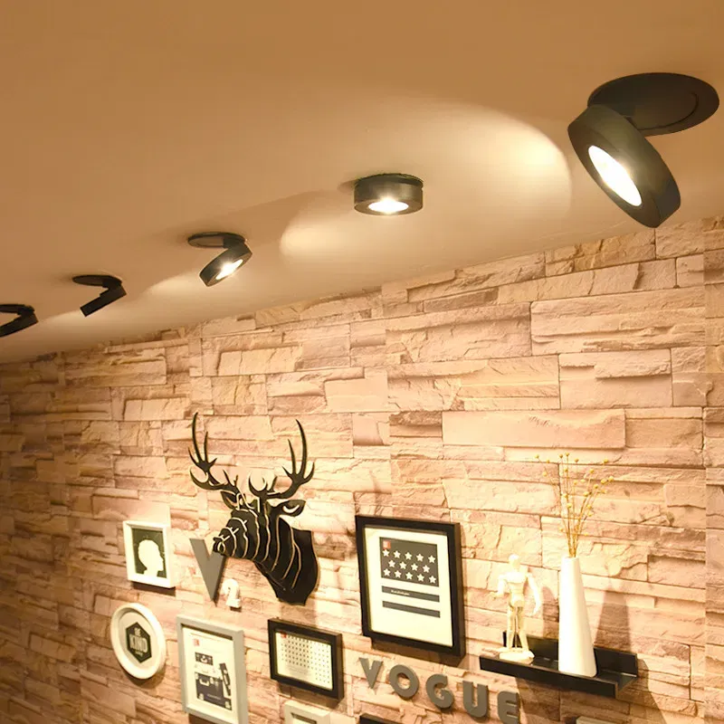 Body Color: Blue, Emitting Color: Warm White - 3 Colors Slim Ceiling Lamp Ceiling Light LED Foldable 360 Recessed Surface Mounted Spotlight for Hallway Gallery Display Living