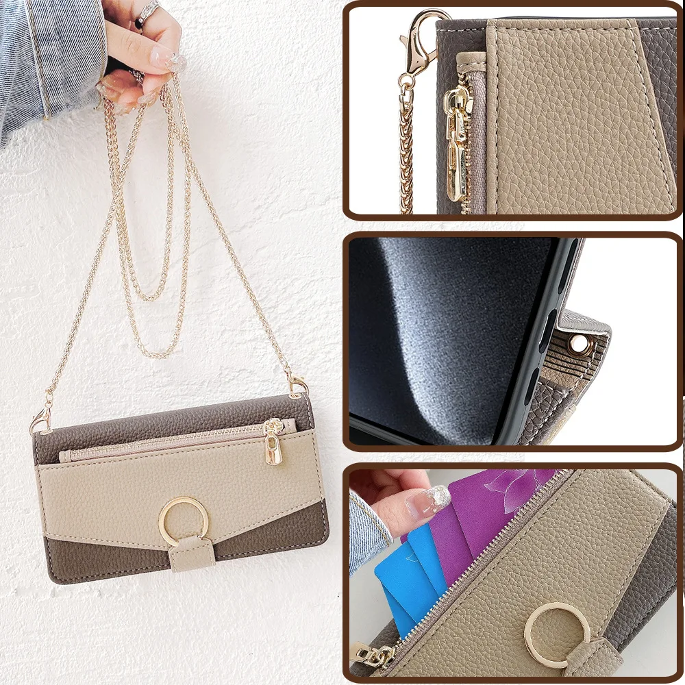 Color: Dark Brown, Compatibility by Model: Galaxy A15 5G - Leather Phone Case for SAMSUNG Galaxy A05 A06 A16 A15 A36 A56 A26 5G  Crossbody Wallet Case Flip Mirror Cover with Long Lanyard