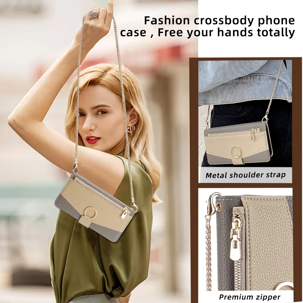 Color: Dark Brown, Compatibility by Model: Galaxy A15 5G - Leather Phone Case for SAMSUNG Galaxy A05 A06 A16 A15 A36 A56 A26 5G  Crossbody Wallet Case Flip Mirror Cover with Long Lanyard