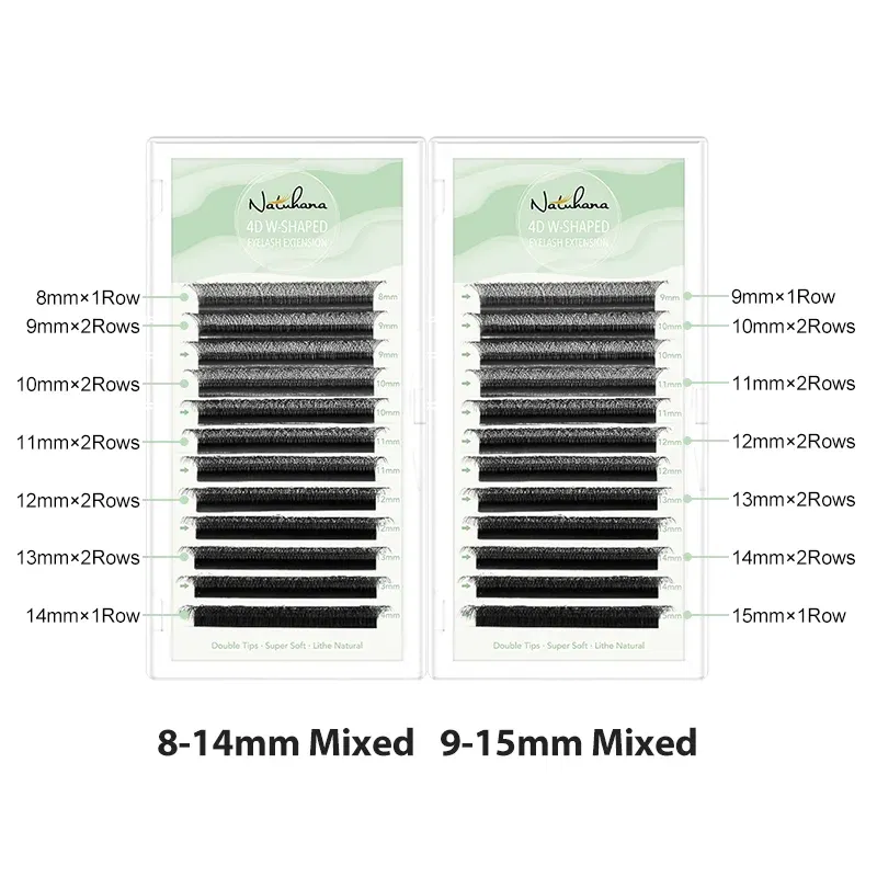 Color: Dark Brown, Curl: D, Thickness: 0.07mm, Length: 13mm - NATUHANA W-Shaped 4D 5D Volume Eyelash Extensions Premade Volume Fans W Shape Lashes Natural Soft False Eyelashes for Makeup