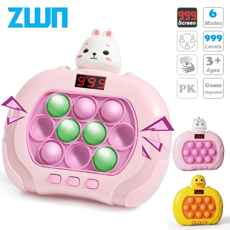 Color: Silver - 999 Level Electronic Pop Quick Push Bubbles Game Machine Kids Cartoon Fun Squeezing Toys Anti Stress Sensory Bubble Toy Gifts