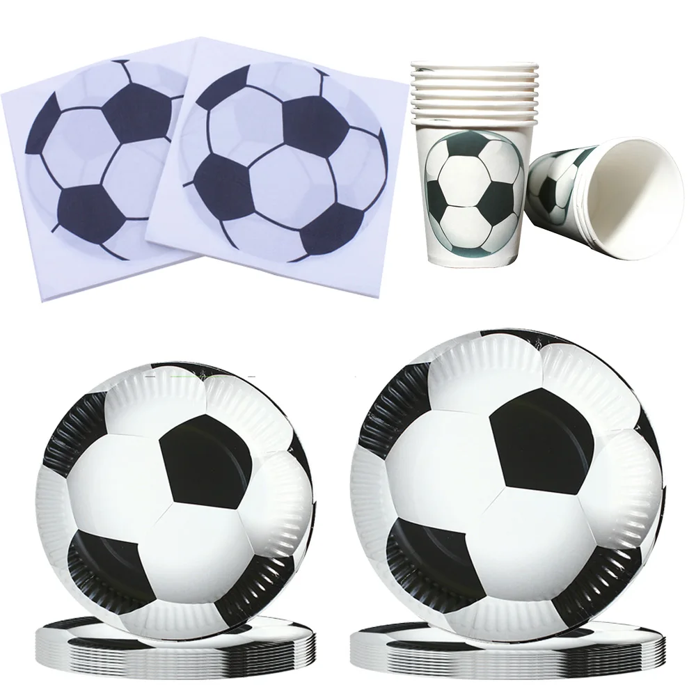 Color: Burgundy - Soccer Party Disposable Tableware Paper Plates Cups Napkins Football Party Supplies Soccer Birthday Party Decoration