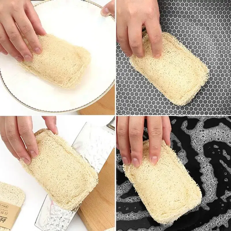 Color: Green, Ships From: United States - Natural Luffa Dish Washing Cloth Sponge Loofah Scrub Pad Dish Pot Easy To Clean Scrubber Sponge Kitchen Clean Brushes Pad