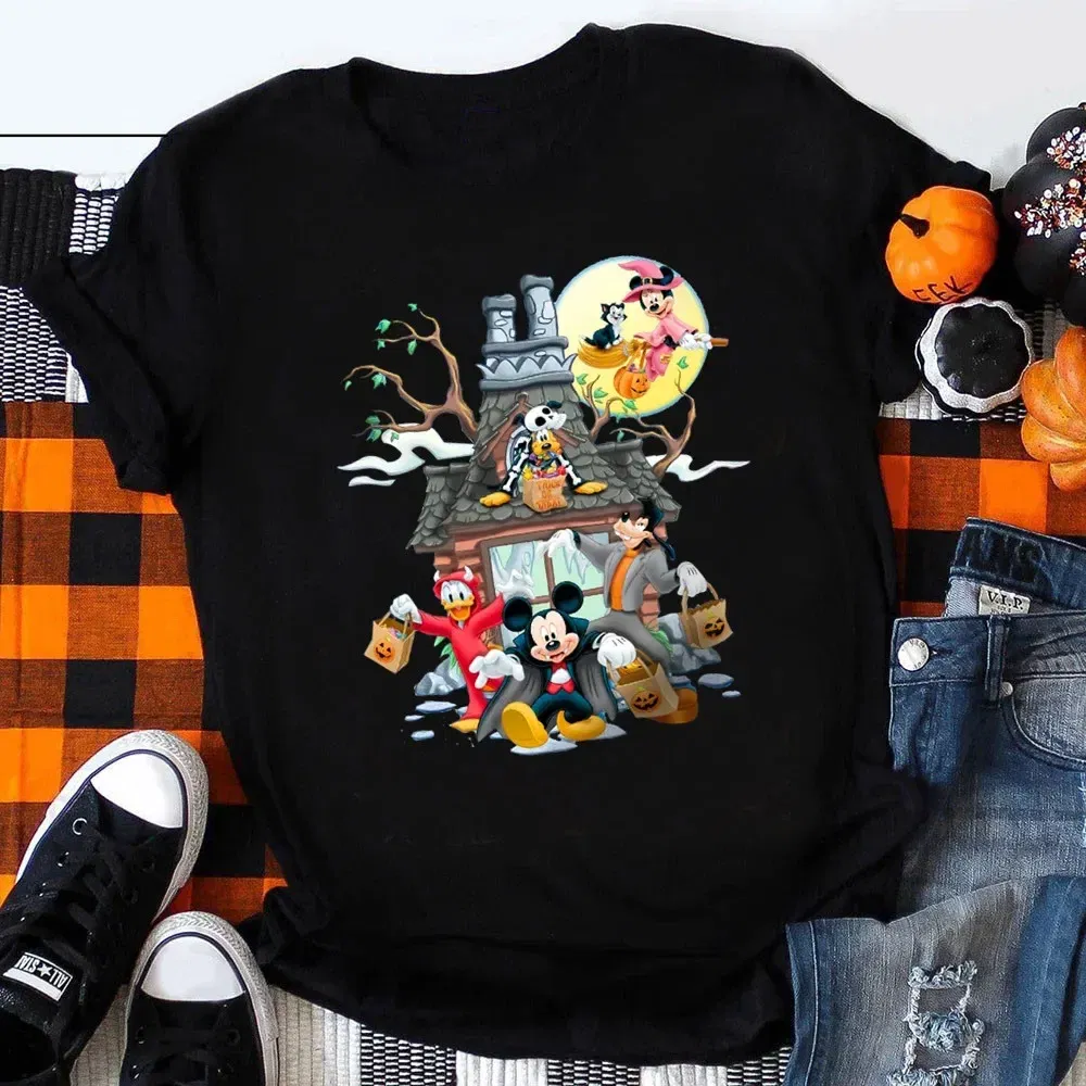 Color: green, Kid Size: 7 - Funny Mickey Minnie Mummy Print Disney Children Cotton T Shirts Trick Treat Fashion Halloween Cute Kid Clothes Girls Streetwear