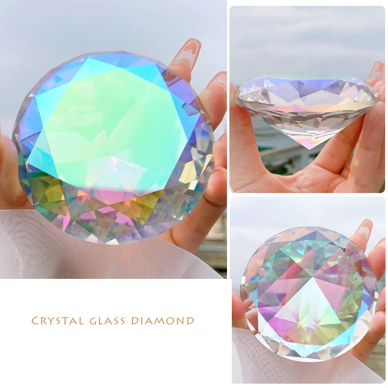 Color: black - Nail Art Display 80mm Transparent Holographic Glass Crystal Diamond Hand Model Shoot Ornament Jewelry Salon Manicure Tool