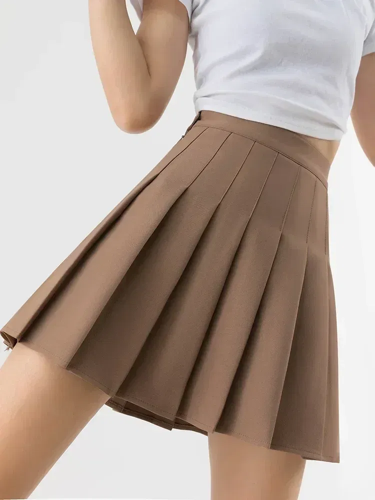 Color: Dark Grey, Size: XL - High Waist Pleated Skirt Slim A-Line Mini Harajuku Punk Sexy Female Summer Gothic Clothes Korean Fashion Clothing
