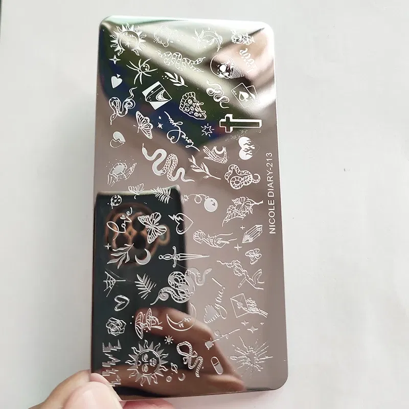 Color: Cobalt blue - Cute Cartoon Animal Nail Stamping Plates Cartoon Cat Mermaid Girl Gragon Brand Image Stainless Steel Stencil Nail Art Template