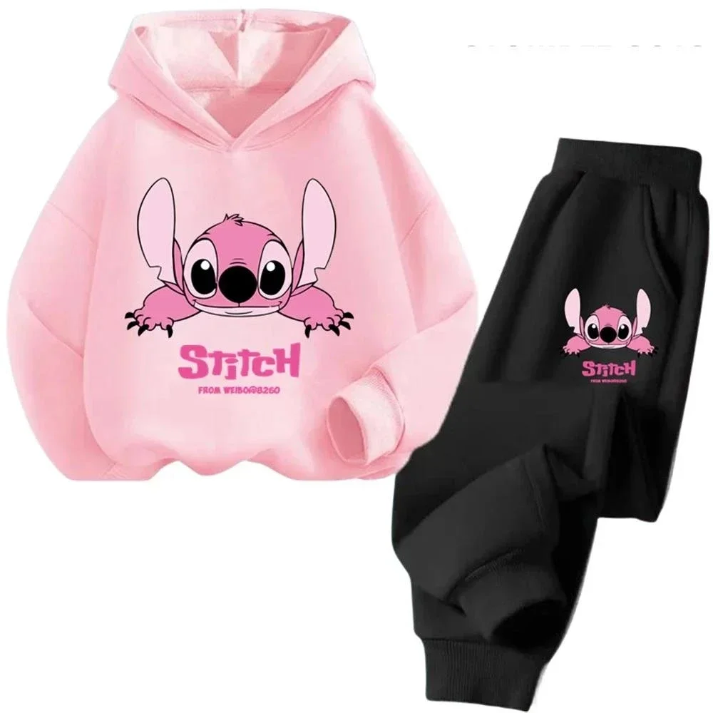 Color: green, Kid Size: 4T - Children Hoodies Stitch Kawaii Fashion Pullover Sweatshirt Anime Trucksuit Manga Cartoons Girls Boy Kids Autumn Casual Clothes