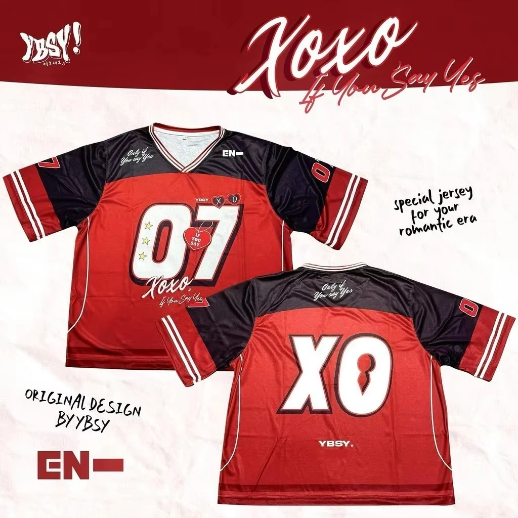 Color: Beige, Size: L - 2025 Summer New EN Special Jersey X.O Women's V-neck Loose Breathable T-shirt Street Fashion Casual Retro Y2K Hip Hop Shirt