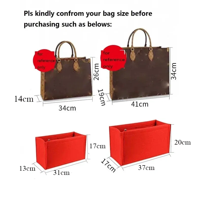 Color: Beige, Size: M - Felt Cloth Insert Bag Fits BOOK TOTE Makeup Handbag Organizer Travel Inner Purse Cosmetic Bag Mommy Bag Fit ONTHEGO Tote