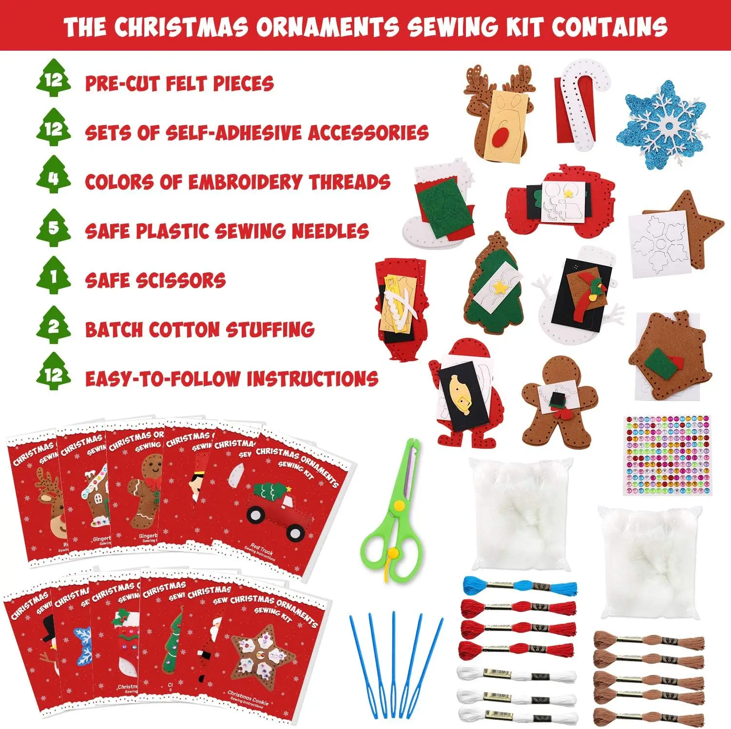 Color: DARK GRAY - Christmas Sewing Kit Animal Sewing Craft Kit Farm Animal Toy DIY Crafting Sewing Set Educational Craft Set For Children Gifts