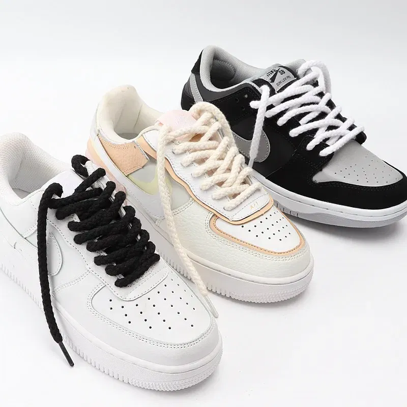 Color: Black, Length: 160cm, Ships From: CHINA - 1Pair Linen Cotton Sneakers Laces for Shoes 8mm Bold Round Shoelaces Quality AF1 Shoe laces 100/120/140/160/180CM Shoestrings