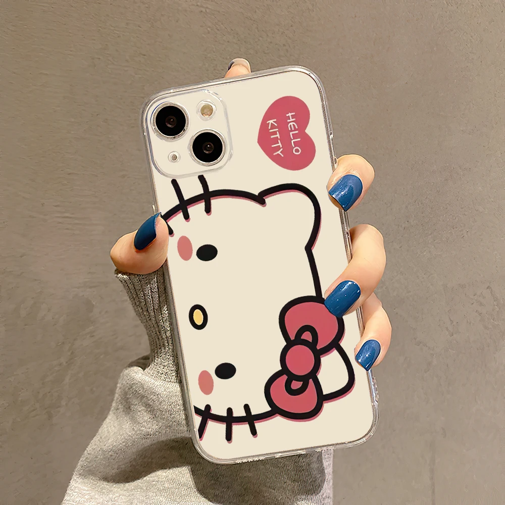 Color: GRAY, Material: aluminum - Miniso Sanrio Collaboration Hello Kitty Phone Case For iPhone 15 14 13 11 12 16 Pro Max Plus X XR XS Girl Silicone Phone Case