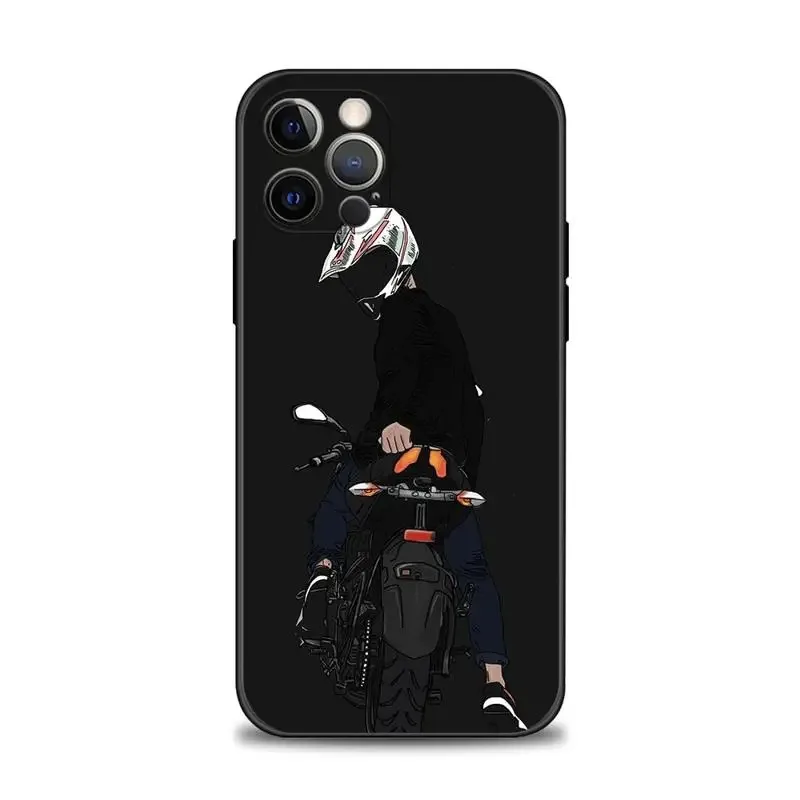 Color: Gold, Material: PP - Moto Cross Motorcycle Sports Phone Case For iPhone 16 15 14 13 12 11 Pro Max XS X XR Plus Mini Luxury Black Soft Cover Funda