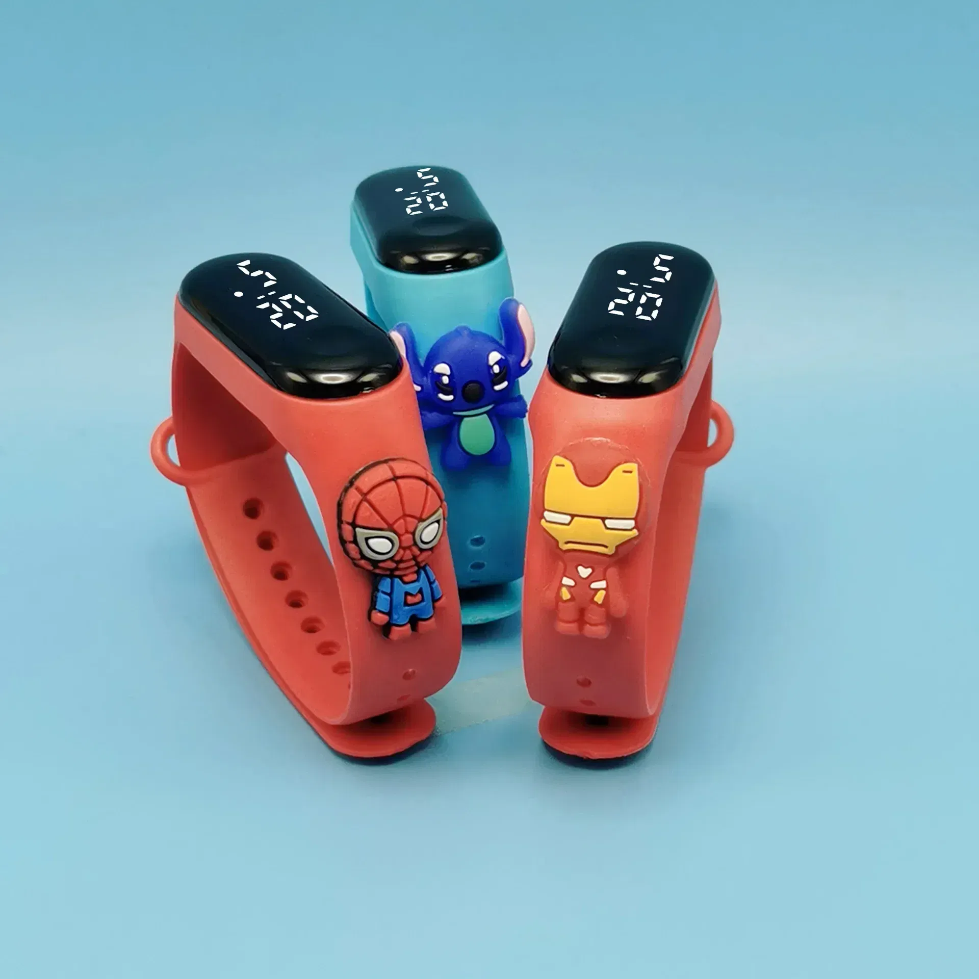 Color: Khaki - Disney Stitch LED Waterproof Kids Digital Watch Spiderman Hulk Children Watch Sports Touch Electronic Kids Gifts