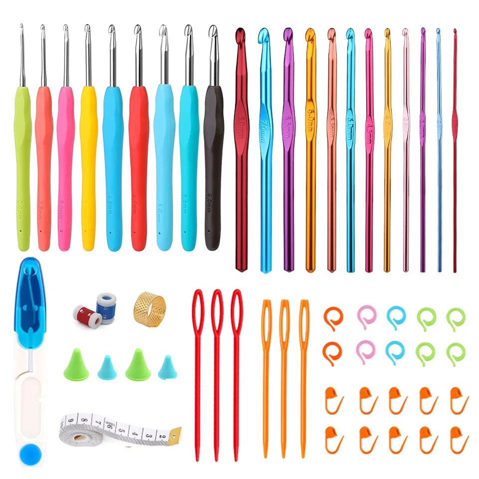 Color: Dark Green - KRABALL Crochet Knitting Hooks Set Needle DIY Handmade Sewing Knit Tool Accessories Set for Sweater DIY Craft Scarf Weaving