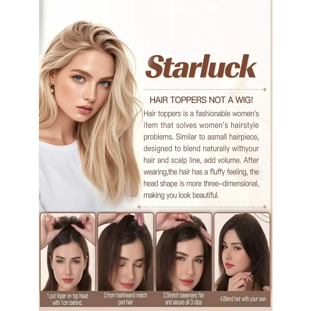 Toupee Color: 613#, Toupee Size: 4x6, Toupee Design: free, Toupee Density: 120%, Length: 14 inches - 5.5X6inch Mono Base Brazilian Remy Human Hair Topper 12"-18" Double Pu Around Thick Invisible Mono Topper for Women Hairpieces