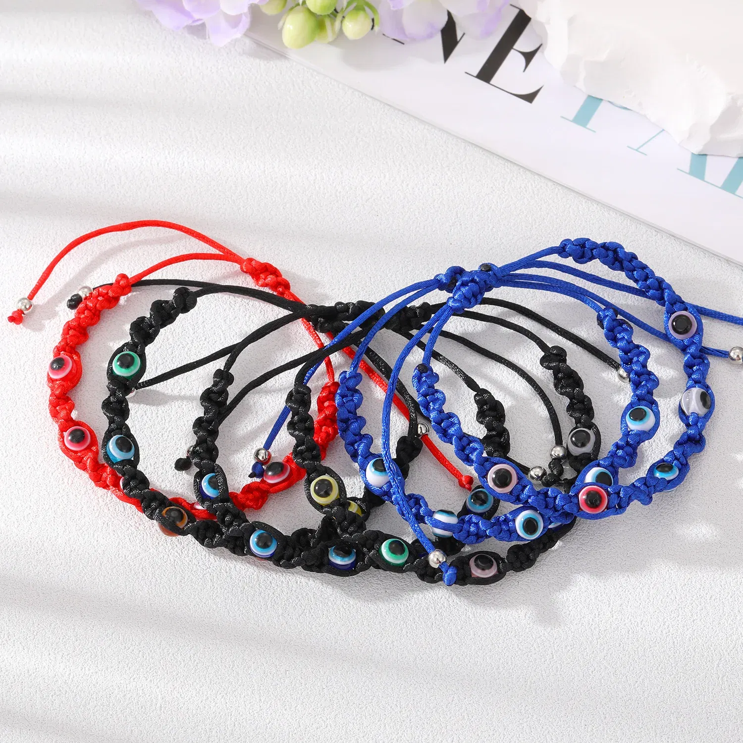 Metal Color: Light Yellow Gold Color - Prayer Turkish Hand Palm Evil Eye Braided Bracelet Blue Black Color Nylon Thread Lucky Couple Bracelet&Bangles Jewelry Men Women