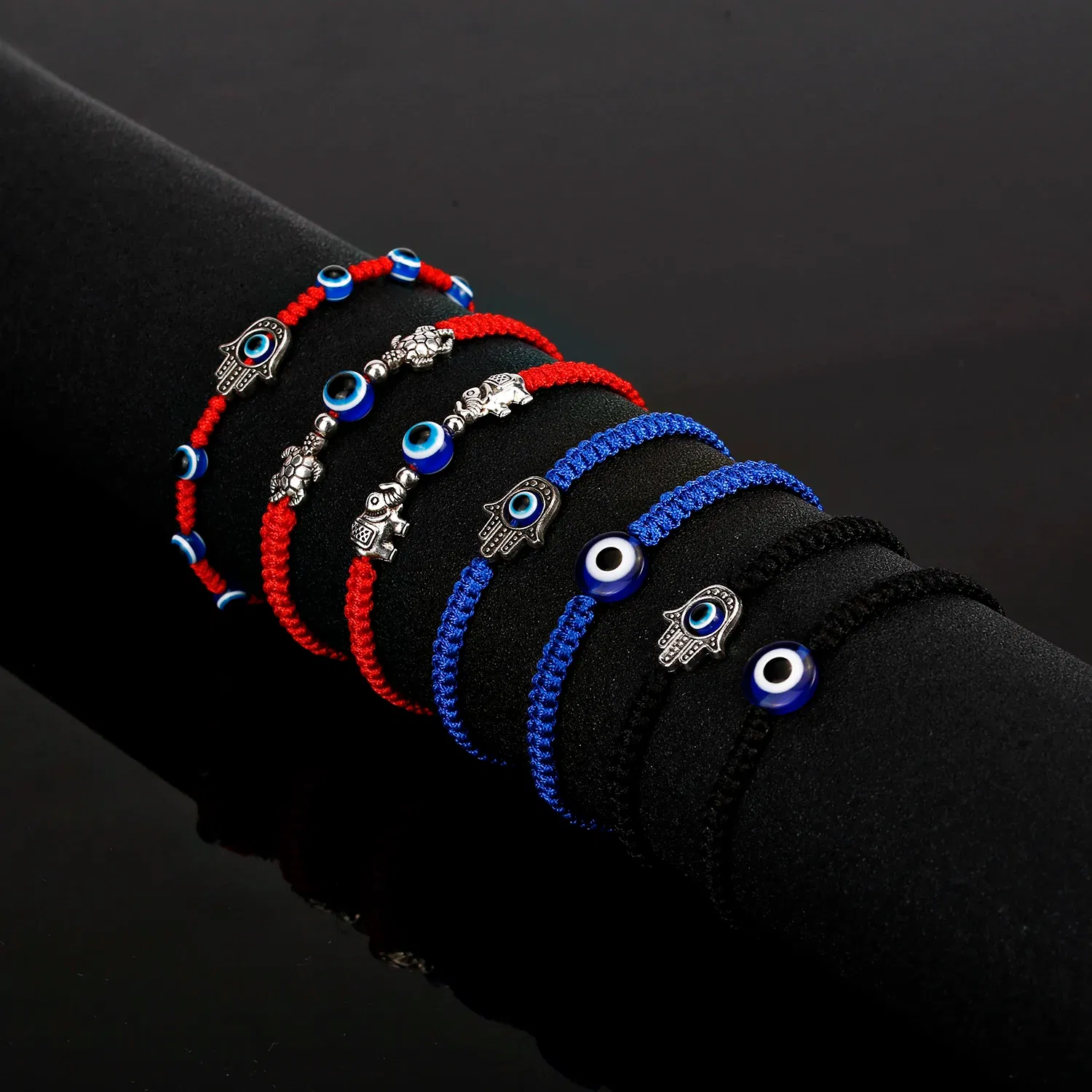 Metal Color: Light Yellow Gold Color - Prayer Turkish Hand Palm Evil Eye Braided Bracelet Blue Black Color Nylon Thread Lucky Couple Bracelet&Bangles Jewelry Men Women