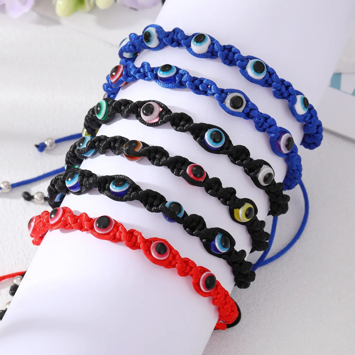 Metal Color: Light Yellow Gold Color - Prayer Turkish Hand Palm Evil Eye Braided Bracelet Blue Black Color Nylon Thread Lucky Couple Bracelet&Bangles Jewelry Men Women